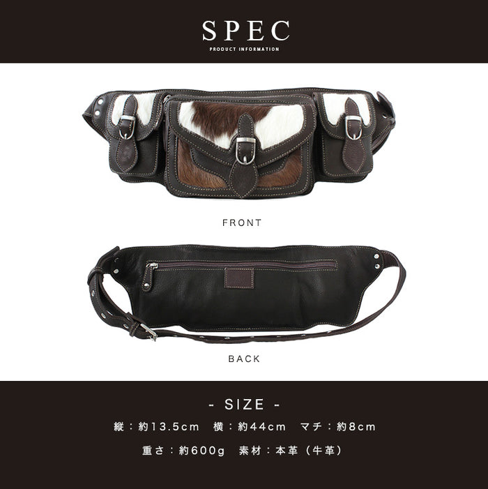 バッグ ボディバッグ メンズ 本革 ハラコ レザー 大容量 ブランド