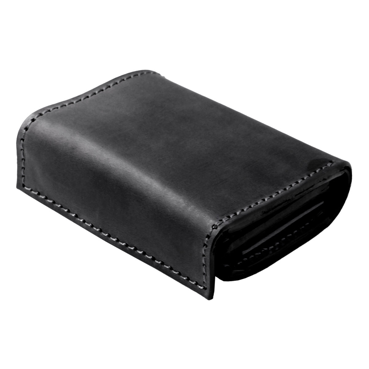 栃木レザー 本革 ミニ財布 黒 キーリング付き マルチケース 小さい財布