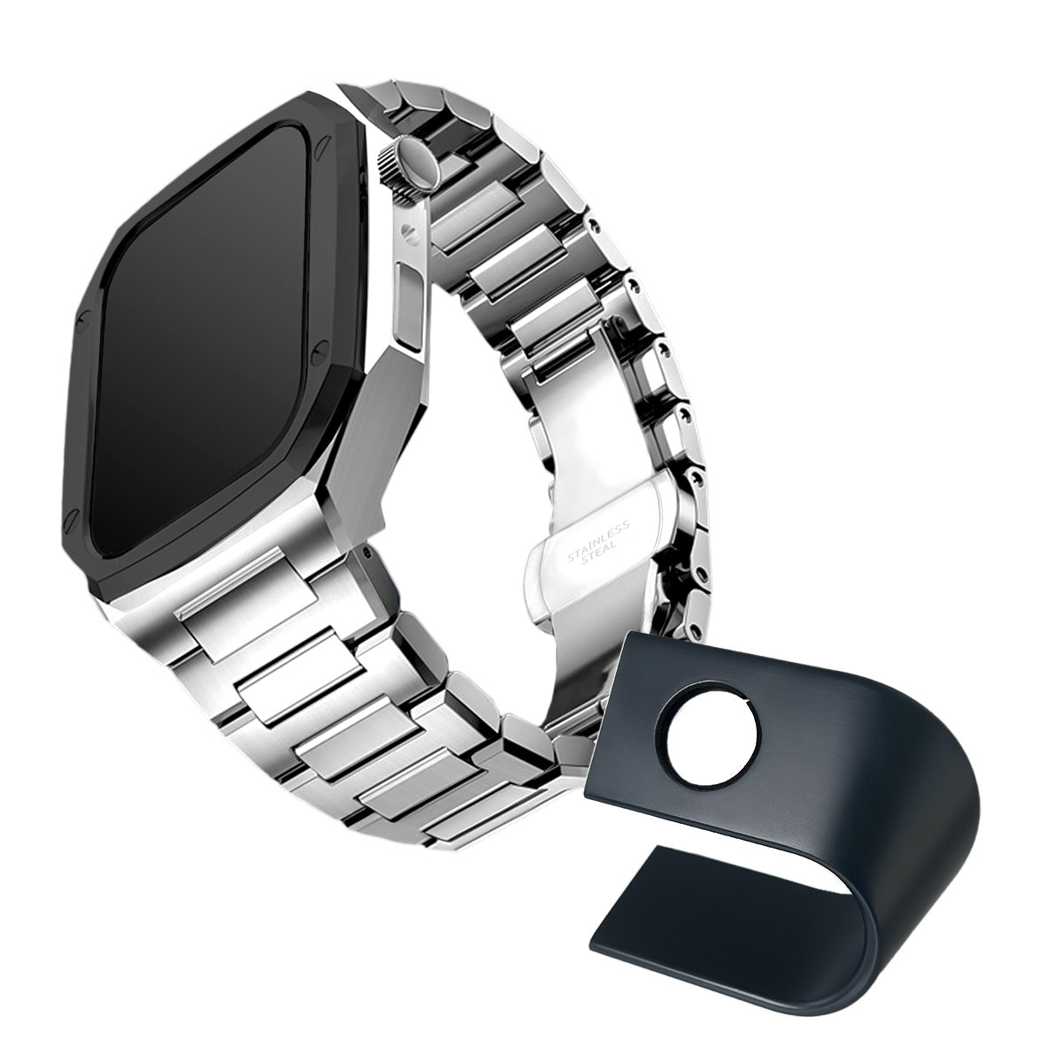 Apple watch バンド 45mm オールステンレス ab-wc006