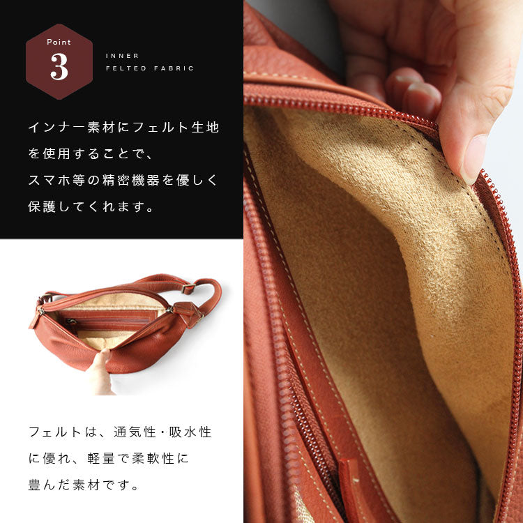 バッグ ボディバッグ メンズ 本革 ウエストポーチ コンパクト 軽量