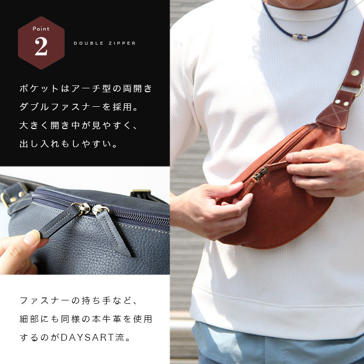 バッグ ボディバッグ メンズ 本革 ウエストポーチ コンパクト 軽量
